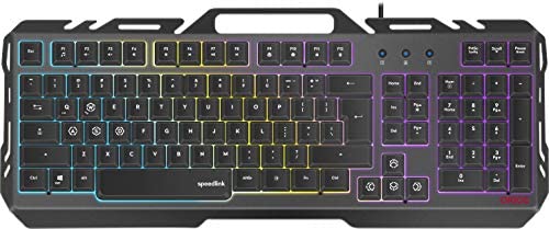 Speedlink ORIOS Metal Gaming Keyboard with RGB LED Lighting, Anti-Ghosting, 12 Multifunctional Keys for PC, Black