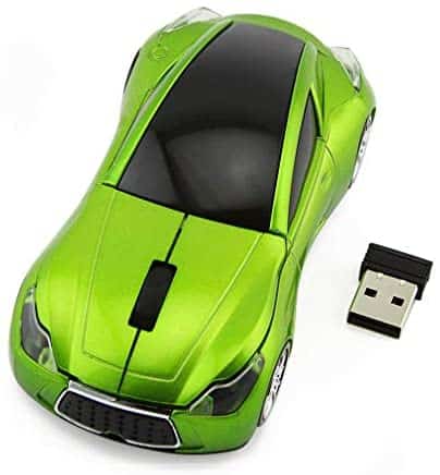 Sport Car Shape Mouse 2.4GHz Wireless Optical Gaming Mice 3 Buttons DPI 1600 Mouse for PC Laptop Computer (Green)