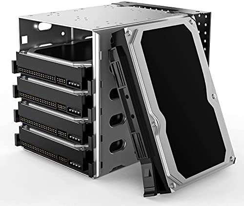 Stainless Steel Hard Drive Cage,5.25″ to 5X 3.5 Rack SAS for Computer SATA HDD Cage Rack,Stainless Steel Cage Hard Drive Tray Rack with Fan Space