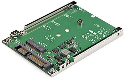 StarTech.com M.2 SSD to 2.5in SATA Adapter – M.2 NGFF to SATA Converter – 7mm – Open-Frame Bracket – M2 Hard Drive Adapter (SAT32M225) Green