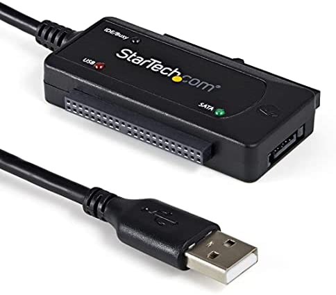 StarTech.com USB 2.0 to IDE SATA Adapter – 2.5 / 3.5″ SSD / HDD – USB to IDE & SATA Converter Cable – USB Hard Drive Adapter (USB2SATAIDE),Black