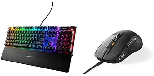 SteelSeries Apex Pro Mechanical Gaming Keyboard & Rival 710 Gaming Mouse – 16,000 CPI TrueMove3 Optical Sensor – OLED Display – Tactile Alerts – RGB Lighting, Black