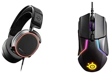 SteelSeries Arctis Pro High Fidelity Gaming Headset, Black & Rival 600 Gaming Mouse – 12,000 CPI TrueMove3Plus Dual Optical Sensor – 0.5 Lift-Off Distance – Weight System – RGB Lighting