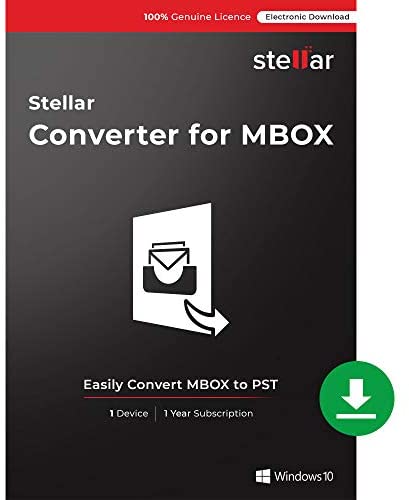Stellar Converter for Mbox Software | SOHO | Convert MBOX to Outlook PST Files | 1 Device, 1 Yr Subscription | Instant Download (Email Delivery)