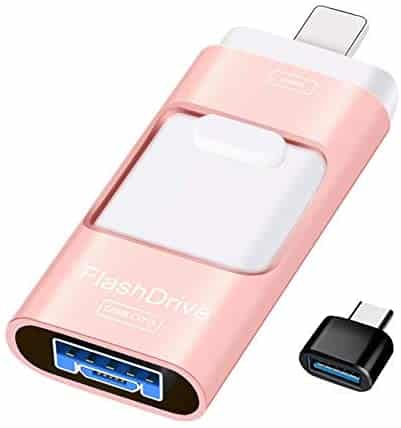 Sunany Flash Drive 128GB, USB Memory Stick External Storage Thumb Drive Compatible with iPhone, iPad, Android, PC and More Devices (Pink)