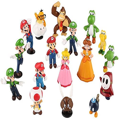 Super Bros Luigi, Mario, Yoshi Action Figures Toy.18PC Movable Action Figures Toy PVC Material. for Encouragement Gifts. Home Decoration and Room Decoration, Table Decoration and Birthday Gifts.