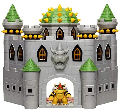 Super Mario 400204 Nintendo Bowser’s Castle Super Mario Deluxe Bowser’s Castle Playset with 2.5″ Exclusive Articulated Bowser Action Figure, Interactive Play Set with Authentic In-Game Sounds