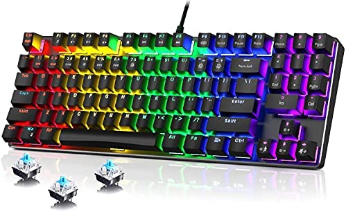 Sweet Alice Mechanical Gaming Keyboard, Compact 89 Keys RGB Backlit Floating Mechanical Keyboard with Multimedia Keys and with Number Keys,Spill-Resistant for Windows PC Gamer-Black