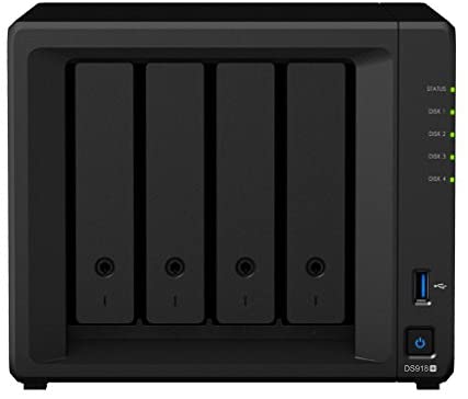 Synology DiskStation DS918+ NAS Server for Business with Intel Celeron CPU, 8GB Memory, 256GB SSD, 16TB HDD, Synology DSM Operating System