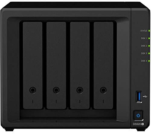 Synology DiskStation DS920+ NAS Server for Business with Celeron CPU, 8GB DDR4 Memory, 1TB M.2 SSD, 16TB HDD, Synology DSM Operating System
