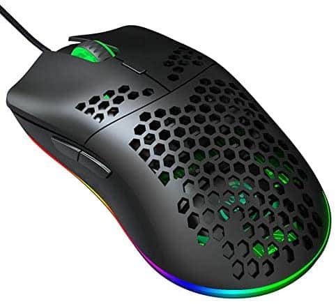 T angxi 6-Key Drive Free Wired Hole Mouse, Plug and Play Macro Programming RGB Lighting PC USB Wired Gaming Mice, Adjustable DPI Ergonomics Gaming Mouse for Windows
