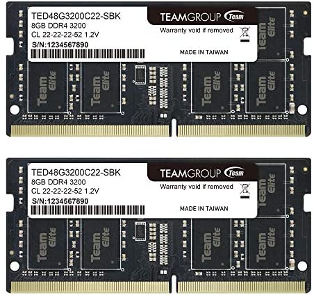 TEAMGROUP Elite DDR4 16GB Kit (2 x 8GB) 3200MHz PC4-25600 CL22 Unbuffered Non-ECC 1.2V SODIMM 260-Pin Laptop Notebook PC Computer Memory Module Ram Upgrade – TED416G3200C22DC-S01