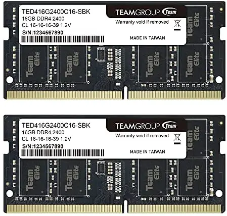 TEAMGROUP Elite DDR4 32GB Kit (2 x 16GB) 2400MHz PC4-19200 CL16 Unbuffered Non-ECC 1.2V SODIMM 260-Pin Laptop Notebook PC Computer Memory Module Ram Upgrade – TED432G2400C16DC-S01