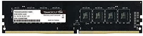 TEAMGROUP Elite DDR4 8GB Single 2400MHz PC4-19200 CL16 Unbuffered Non-ECC 1.2V 1Rx8 UDIMM 288 Pin PC Computer Desktop Memory Module Ram Upgrade- TED48G2400C1601