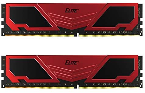 TEAMGROUP Elite Plus DDR4 16GB Kit (2 x 8GB) 2666MHz PC4-21300 CL19 Unbuffered Non-ECC 1.2V U-DIMM 288 Pin PC Computer Desktop Memory Module Ram Upgrade – Red & Black – TPRD416G2666HC19DC01