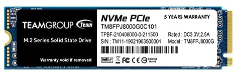 TEAMGROUP MP34Q 8TB(8000GB) with DRAM SLC Cache 3D NAND QLC NVMe1.3 PCIe Gen3x4 M.2 2280 Internal SSD(R/W Speed up to 3400/3000 MB/s) TM8FPJ8000G0C101