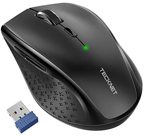 TECKNET Classic 2.4G Portable Optical Wireless Mouse with USB Nano Receiver for Notebook,PC,Laptop,Computer,6 Buttons,30 Months Battery Life,4800 DPI,6 Adjustment Levels (Black)