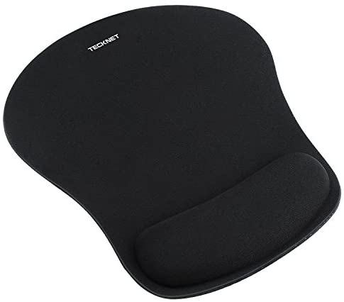 TECKNET Ergonomic Gaming Office Mouse Pad Mat Mousepad with Rest Wrist Support – Non-Slip Rubber Base – Special-Textured Surface (Black)