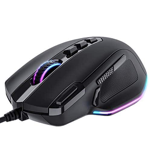 TECKNET Gaming Mouse Wired 10000DPI Breathing Light Ergonomic Gaming Mouse RGB LED Backlit Computer Mice,10 Buttons for Windows 7/8/10/XP Vista,Black