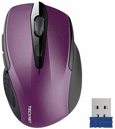 TECKNET Pro 2.4G Ergonomic Wireless Optical Mouse with USB Nano Receiver for Laptop,PC,Computer,Chromebook,Notebook,6 Buttons,24 Months Battery Life, 2600 DPI, 5 Adjustment Levels