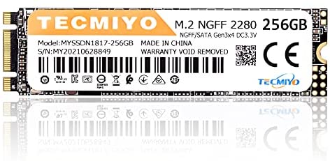 TECMIYO 256GB M.2 NGFF 2280 SATA SSD 256gb 6Gb/s Internal Solid State Drive Gen3x4 DC3.3V