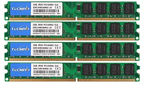 TECMIYO DDR2 Ram 8GB Kit (4X2GB), DDR2 800 PC2-6400 240-Pin Dimm Desktop Memory Ram Modules