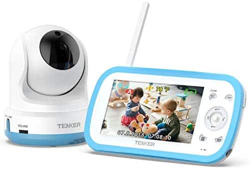 TENKER Video Baby Monitor with Camera and Audio, Baby Monitor with Night Vision, 4.3″ LCD Screen, Non-WiFi, 270°Pan-Tilt-Zoom, VOX, Lullaby, Two Way Talk, Support Multi-Camera