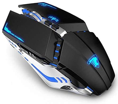 TENMOS T21 Bluetooth Mouse, 2.4G LED Dual Mode (Bluetooth 5.1+ USB) Bluetooth Wireless Mouse, Rechargeable Silent Computer Gaming Mice for Laptop, iPad, MacOS, PC, Windows, Android (Black)