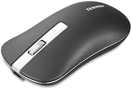 TENMOS T5 Slim Wireless Mouse, 2.4G Silent Travel Mouse with USB Receiver Type-C Adapter, Rechargeable Wireless Computer Mice for Laptop/Chromebook/Mac (Dark Grey)