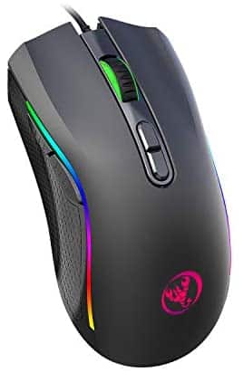 TKOOFN RGB Gaming Mouse, 6 DPI (1000/1600/2400/3200/4800/7200) Optical LED Wired Mouse with Programmable 7 Keys RGB Marquee Effect Light, Ideal for Computer Games & Daily Use
