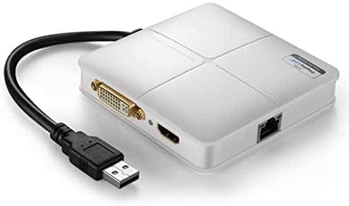 TNP USB 3.0 to HDMI & DVI/VGA + RJ45 Gigabit Ethernet Network Adapter Converter – External Video Graphics Card for Dual Multi Display Monitor Setup Multiple Extended Desktop Screen Connector