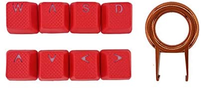 Tai-Hao Rubber Gaming Backlit Keycaps Set – 8 Keys Rubberized DoubleShot Key Caps for Cherry MX Mechanical Keyboards Compatible OEM Include Key Puller (Red)