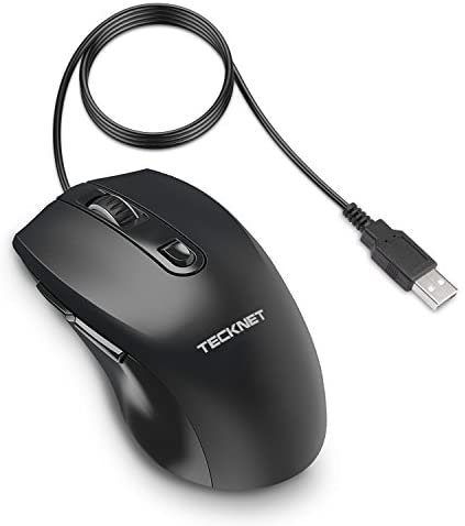 TeckNet 6-Button USB Wired Mouse Optical Computer Wired Mice 1000/1600 DPI, Office Business Mouse for Laptop Notebook, Fit for Windows7/8/10/XP/98, Vista