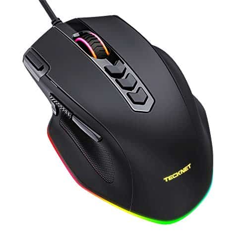 Tecknet Gaming Mouse Wired, 5 Levels Adjustable DPI up to 8000, 8 RGB Backlit Modes, Programmable Buttons with Fire Button, Ergonomic Gaming Mice,Computer Game Mouse for Windows PC & Laptop