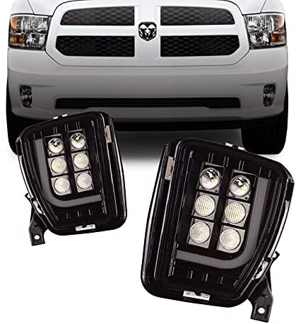 Tecoom LED Upgrade Fog Light Assemblies for 2013-2017 Dodge Ram 1500 Pair Left and Right Side 2psc with LED Bulbs