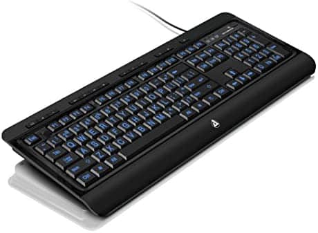 The AZIO by Aluratek Large Print Tri-Color Illuminated USB Keyboard model (AKBLED01F) (Renewed)