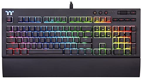 Thermaltake Tt Premium X1 RGB Smartphone Enabled Voice-Controlled AI 16.8 Million Color with 12 Lighting Effects Cherry MX Silver Switches Mechanical Gaming Keyboard KB‐TPX‐SSBRUS‐01 , Black