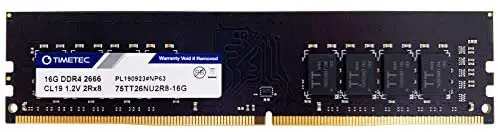 Timetec 16GB DDR4 2666MHz PC4-21300 Non-ECC Unbuffered 1.2V CL19 2Rx8 Dual Rank 288 Pin UDIMM Desktop Memory RAM Module Upgrade (16GB)