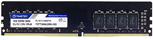 Timetec 16GB DDR4 3600MHz PC4-28800 CL18 1.35V Non-ECC Unbuffered Dual Rank Designed for Gaming and Graphic Compatible with AMD and Intel Desktop PC Computer Memory RAM Module Upgrade (16GB)
