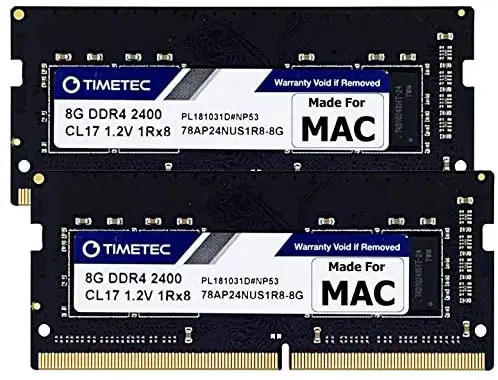 Timetec 16GB KIT(2x8GB) Compatible for Apple 2017 iMac (27-inch w/Retina 5K, 21.5-inch w/Retina 4K / Non-Retina 4K) DDR4 2400MHz PC4-19200 SODIMM MAC RAM Upgrade for iMac 18,1 / iMac 18,2 / iMac 18,3