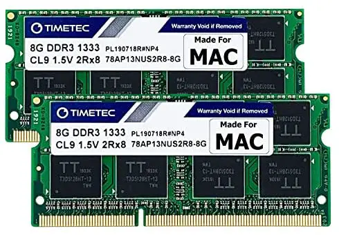 Timetec 16GB KIT(2x8GB) Compatible for Apple DDR3 1333MHz PC3-10600 CL9 for Mac Book Pro (Early/Late 2011 13/15/17 inch), iMac(Mid 2010, Mid/Late 2011 21.5/27 inch), Mac Mini(Mid 2011) MAC RAM Upgrade