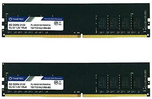 Timetec 16GB KIT(2x8GB) DDR4 2133MHz PC4-17000 Non-ECC Unbuffered 1.2V CL15 1Rx8 Single Rank 288 Pin UDIMM Desktop PC Computer Memory RAM Module Upgrade (16GB KIT(2x8GB))