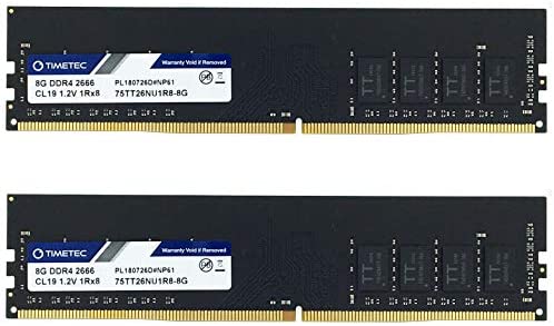 Timetec 16GB KIT(2x8GB) DDR4 2666MHz PC4-21300 Unbuffered Non-ECC 1.2V CL19 1Rx8 Single Rank 288 Pin UDIMM Desktop PC Computer Memory RAM Module Upgrade (16GB KIT(2x8GB))