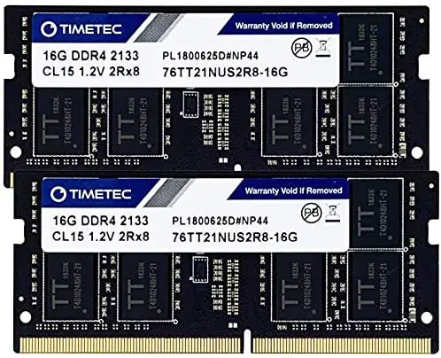 Timetec 32GB KIT(2x16GB) DDR4 2133MHz PC4-17000 Non-ECC Unbuffered 1.2V CL15 2Rx8 Dual Rank 260 Pin SODIMM Laptop Notebook PC Computer Memory RAM Module Upgrade (32GB KIT(2x16GB))