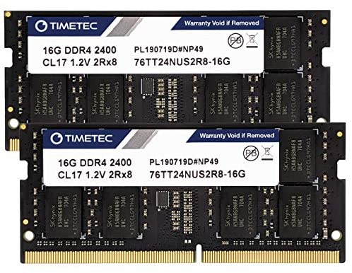 Timetec 32GB KIT(2x16GB) DDR4 2400MHz PC4-19200 Non-ECC Unbuffered 1.2V CL17 2Rx8 Dual Rank 260 Pin SODIMM Laptop Notebook PC Computer Memory RAM Module Upgrade (32GB KIT(2x16GB))