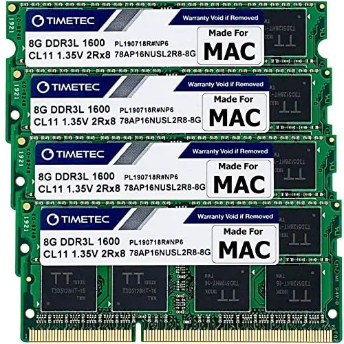 Timetec 32GB KIT(4x8GB) Compatible for Apple DDR3L 1600MHz PC3L-12800 CL11 for iMac (Mid 2011, Late 2012, Late 2013, Late 2014 Retina 5K, Mid 2015 Retina 5K) SODIMM Memory Module MAC RAM Upgrade
