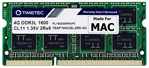 Timetec 4GB Compatible for Apple DDR3L 1600MHz PC3L-12800 for Mac Book Pro (Early/Late 2011,Mid 2012), iMac(Mid 2011,Late 2012,Early/Late 2013,Late 2014,Mid 2015), Mac Mini(Mid 2011,Late 2012) MAC RAM