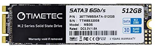 Timetec 512GB SSD 3D NAND TLC SATA III 6Gb/s M.2 2280 NGFF 256TBW Read Speed Up to 550MB/s SLC Cache Performance Boost Internal Solid State Drive for PC Computer Laptop and Desktop (512GB)