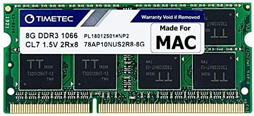Timetec 8GB Compatible for Apple DDR3 1067MHz / 1066MHz PC3-8500 for Mac Book (Mid 2010 13-inch), Mac Book Pro (Mid 2010 13-inch), iMac (Late 2009 27-inch), Mac Mini (Mid 2010) SODIMM MAC RAM Upgrade