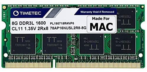 Timetec 8GB Compatible for Apple DDR3L 1600MHz PC3L-12800 for Mac Book Pro (Early/Late 2011,Mid 2012), iMac(Mid 2011,Late 2012,Early/Late 2013,Late 2014,Mid 2015), Mac Mini(Mid 2011,Late 2012) MAC RAM